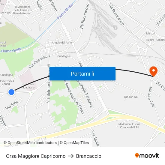 Orsa Maggiore Capricorno to Brancaccio map