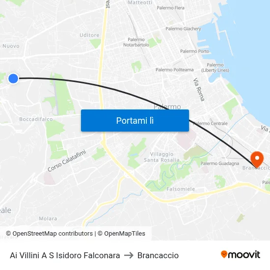 Ai Villini A S Isidoro Falconara to Brancaccio map
