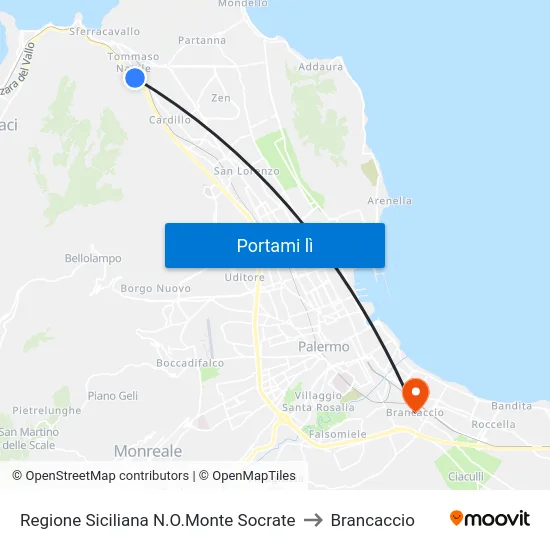Regione Siciliana N.O.Monte Socrate to Brancaccio map