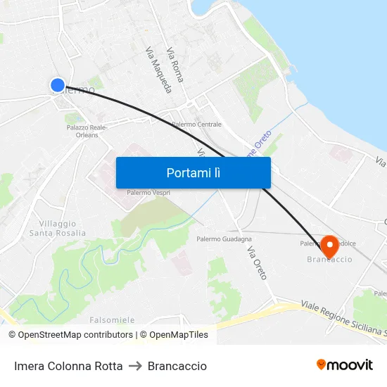Imera Colonna Rotta to Brancaccio map