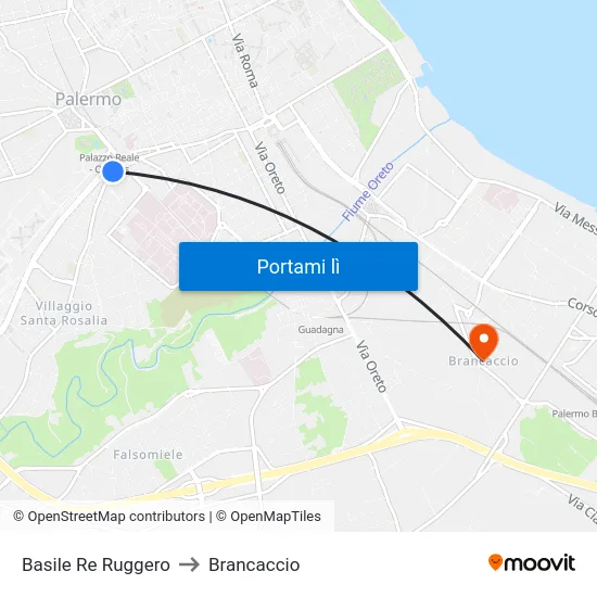 Basile Re Ruggero to Brancaccio map