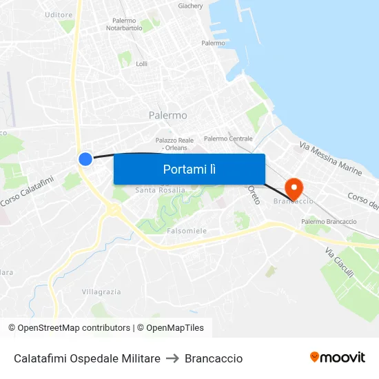 Calatafimi Ospedale Militare to Brancaccio map