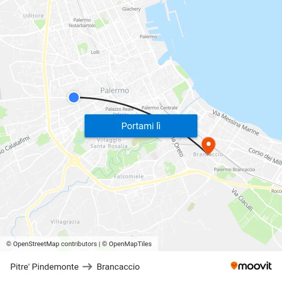 Pitre' Pindemonte to Brancaccio map