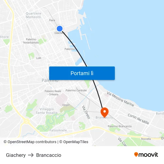 Giachery to Brancaccio map