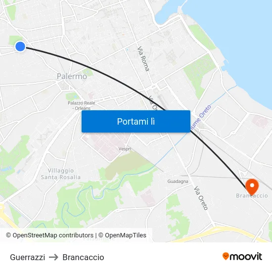 Guerrazzi to Brancaccio map