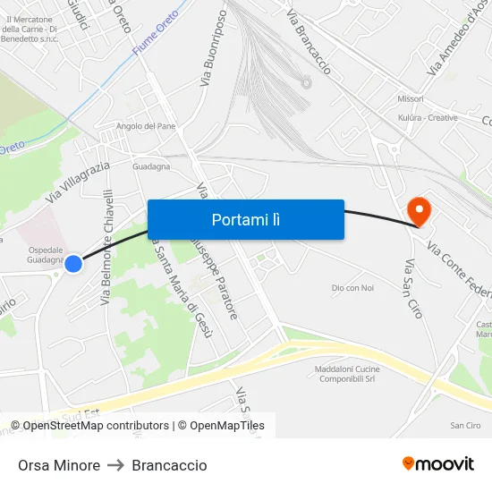 Orsa Minore to Brancaccio map