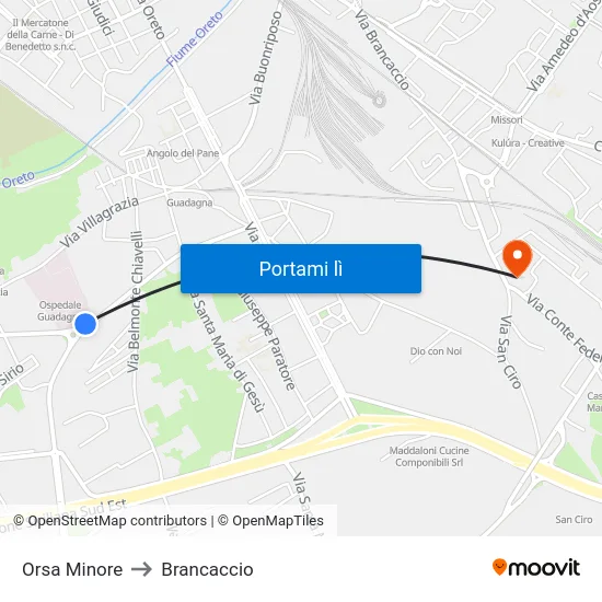 Orsa Minore to Brancaccio map