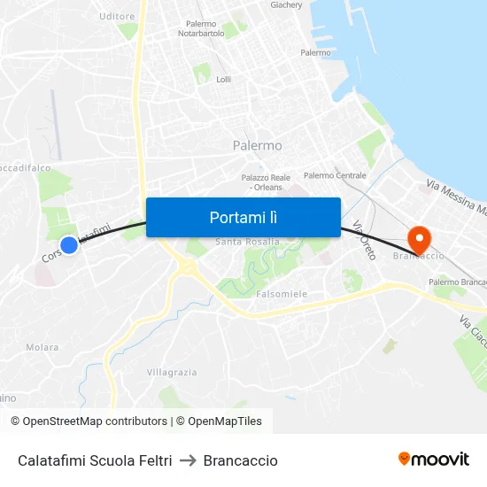 Calatafimi Scuola Feltri to Brancaccio map