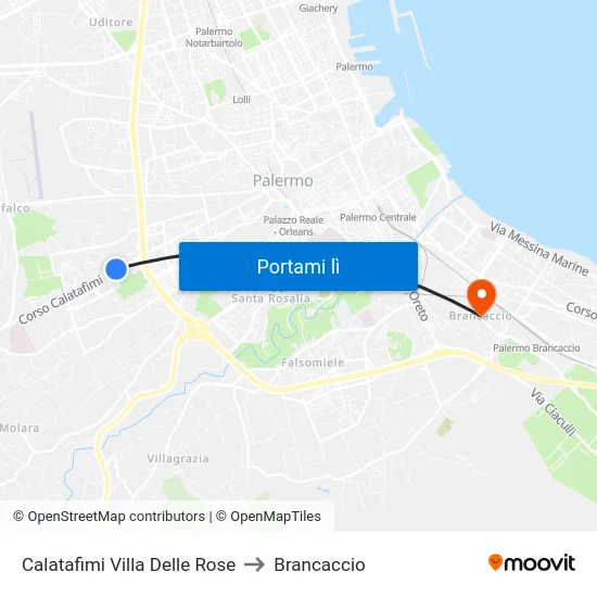 Calatafimi Villa Delle Rose to Brancaccio map