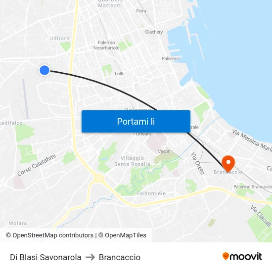 Di Blasi Savonarola to Brancaccio map