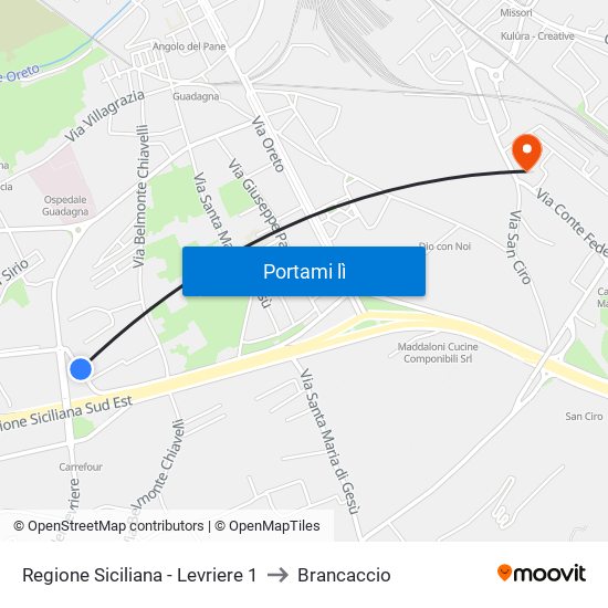 Regione Siciliana - Levriere 1 to Brancaccio map