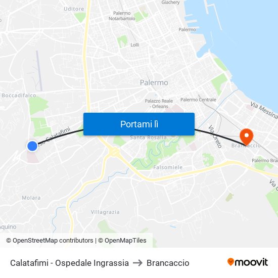 Calatafimi - Ospedale Ingrassia to Brancaccio map