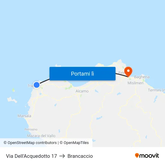 Via Dell'Acquedotto 17 to Brancaccio map