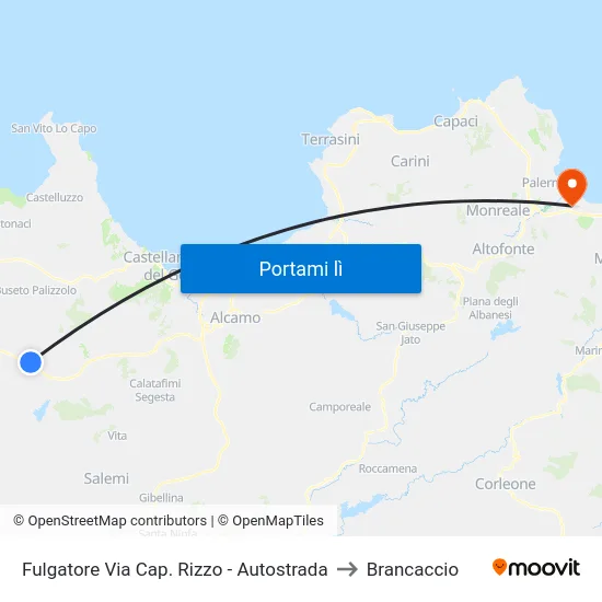Fulgatore Via Cap. Rizzo - Autostrada to Brancaccio map