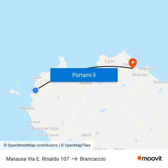 Marausa Via E. Rinaldo 107 to Brancaccio map