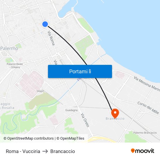 Roma - Vucciria to Brancaccio map