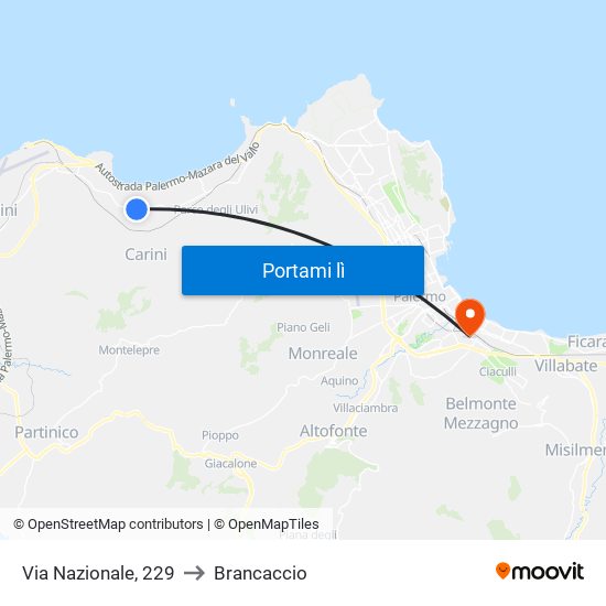 Via Nazionale, 229 to Brancaccio map