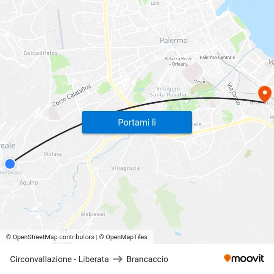 Circonvallazione - Liberata to Brancaccio map
