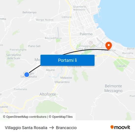 Villaggio Santa Rosalia to Brancaccio map