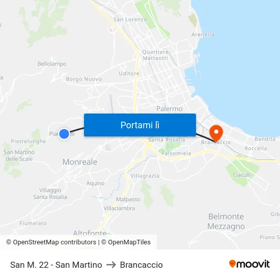 San M. 22 - San Martino to Brancaccio map