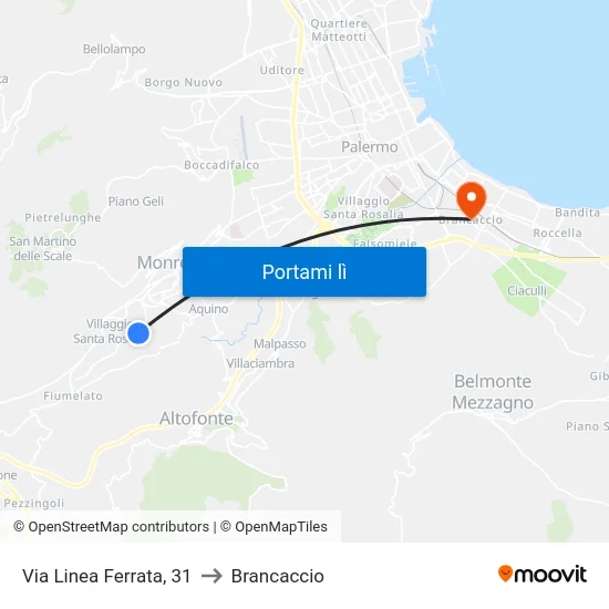 Via Linea Ferrata, 31 to Brancaccio map