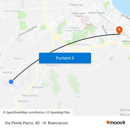 Via Ponte Parco, 40 to Brancaccio map