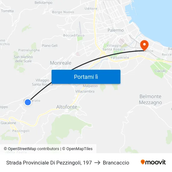 Strada Provinciale Di Pezzingoli, 197 to Brancaccio map