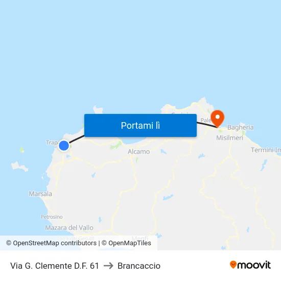Via G. Clemente D.F. 61 to Brancaccio map