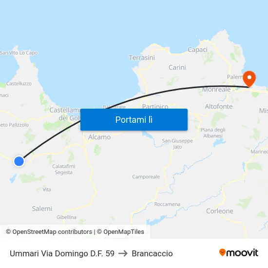 Ummari Via Domingo D.F. 59 to Brancaccio map