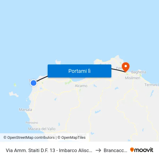 Via Amm. Staiti D.F. 13 - Imbarco Aliscafi to Brancaccio map