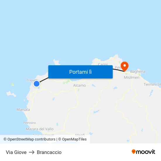Via Giove to Brancaccio map