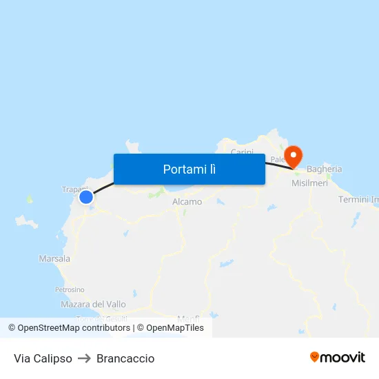 Via Calipso to Brancaccio map