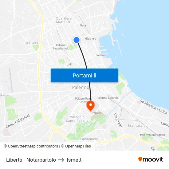 Libertà - Notarbartolo to Ismett map