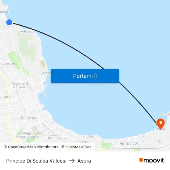 Principe Di Scalea Valdesi to Aspra map