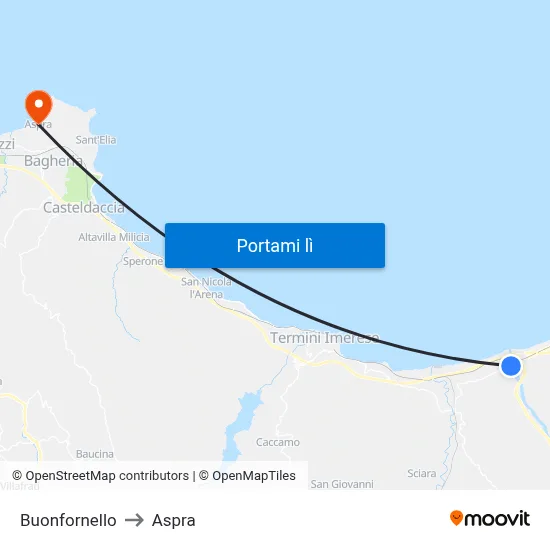 Buonfornello to Aspra map