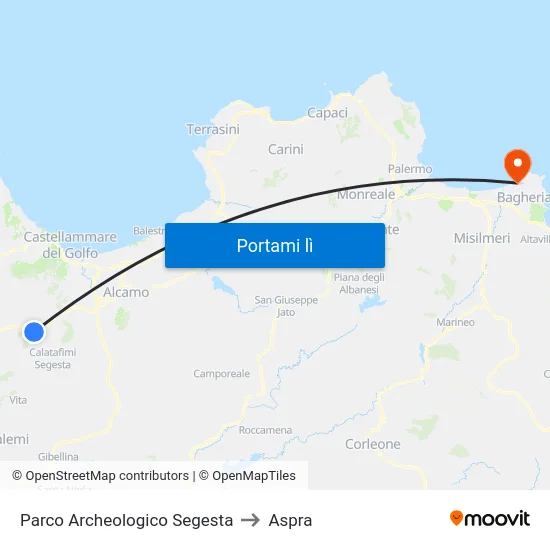 Parco Archeologico Segesta to Aspra map