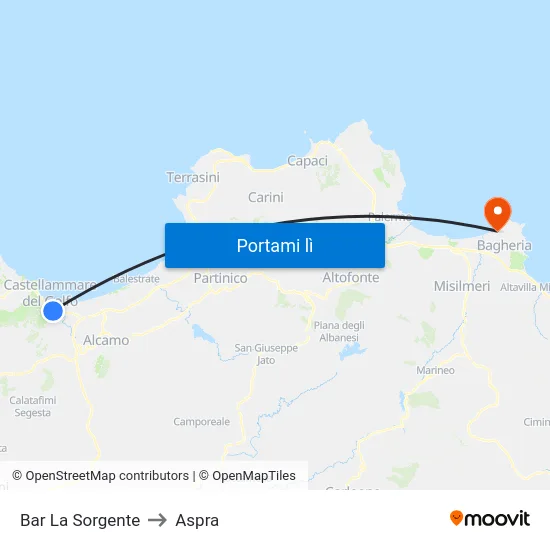 Bar La Sorgente to Aspra map