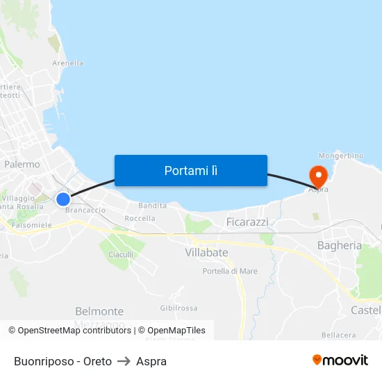 Buonriposo - Oreto to Aspra map