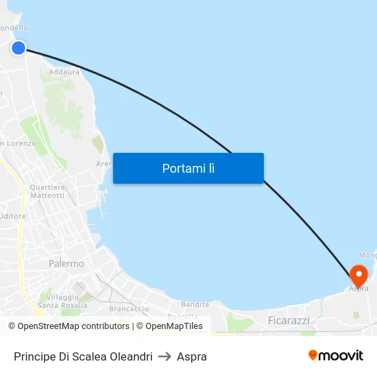 Principe Di Scalea Oleandri to Aspra map