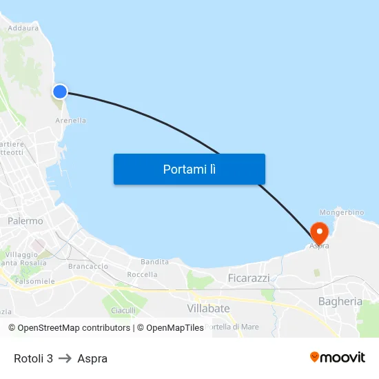 Rotoli 3 to Aspra map