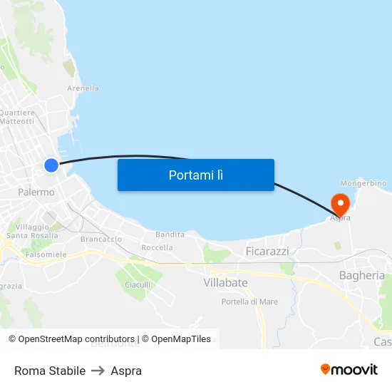 Roma Stabile to Aspra map