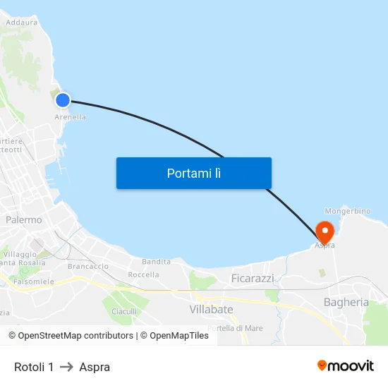 Rotoli 1 to Aspra map