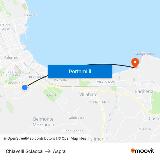 Chiavelli Sciacca to Aspra map