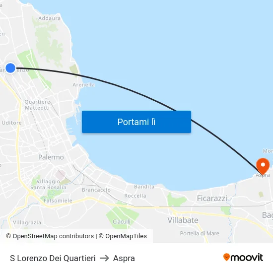 S Lorenzo Dei Quartieri to Aspra map