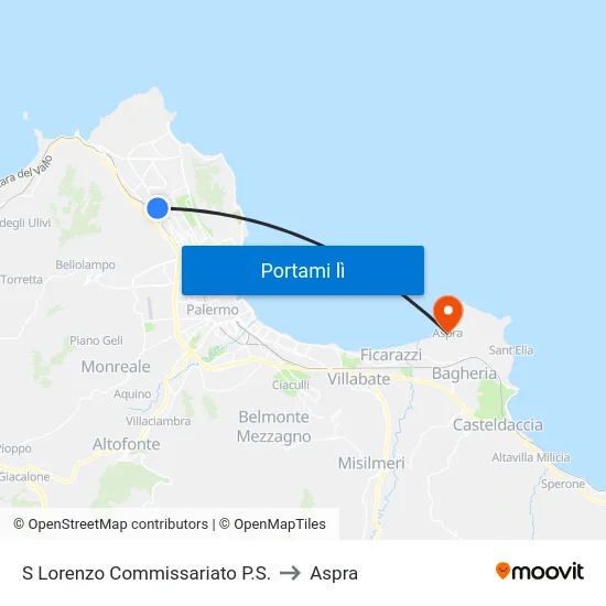 S Lorenzo Commissariato P.S. to Aspra map