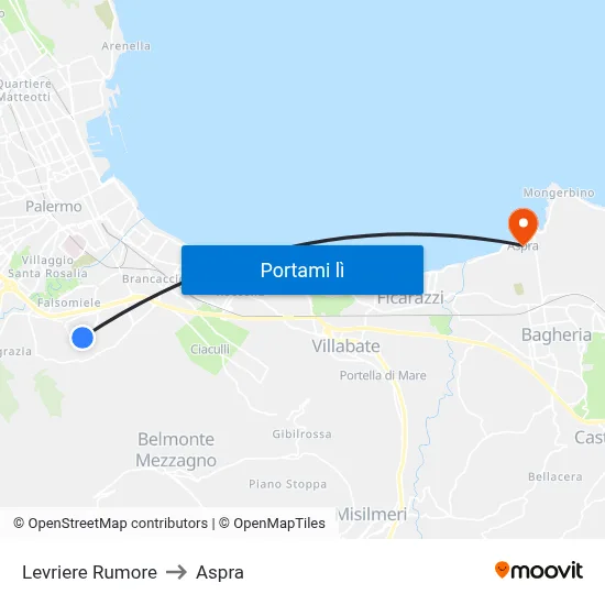 Levriere Rumore to Aspra map