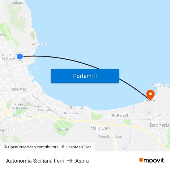 Autonomia Siciliana Ferri to Aspra map