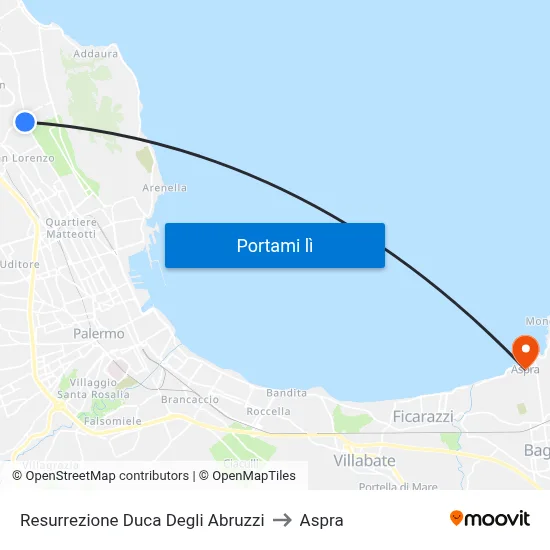 Resurrezione Duca Degli Abruzzi to Aspra map