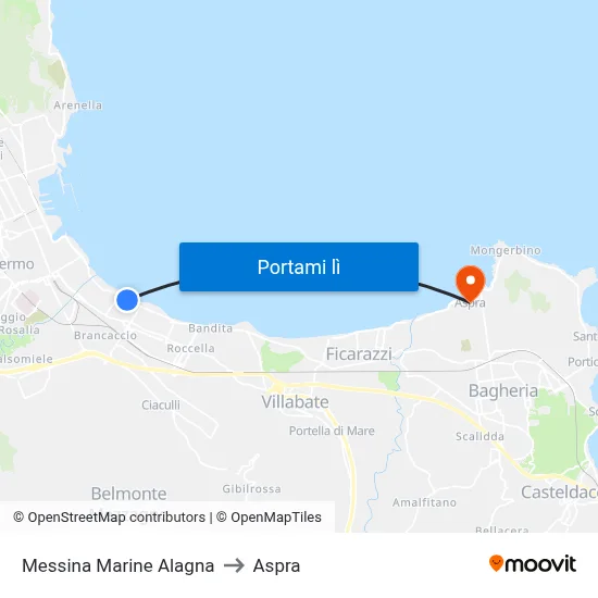 Messina Marine Alagna to Aspra map
