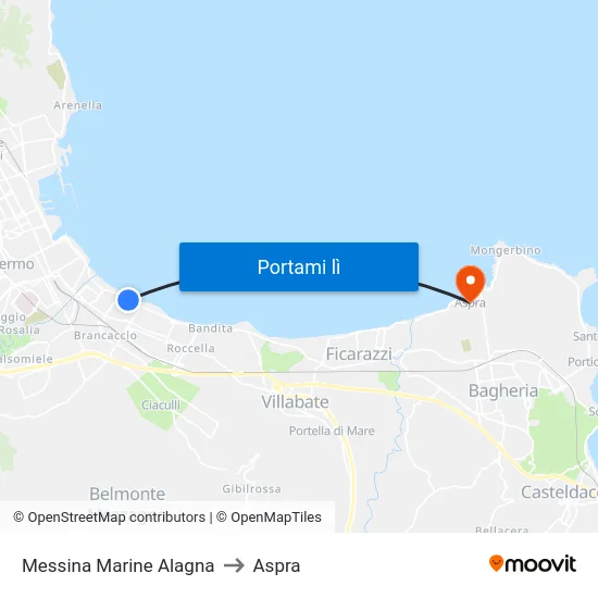 Messina Marine Alagna to Aspra map
